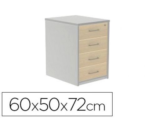Armario rocada com quatro gavetas serie store 60x50x72 cm acabamento ab01 aluminio/faia , Rocada , 150647 , 8427951070548